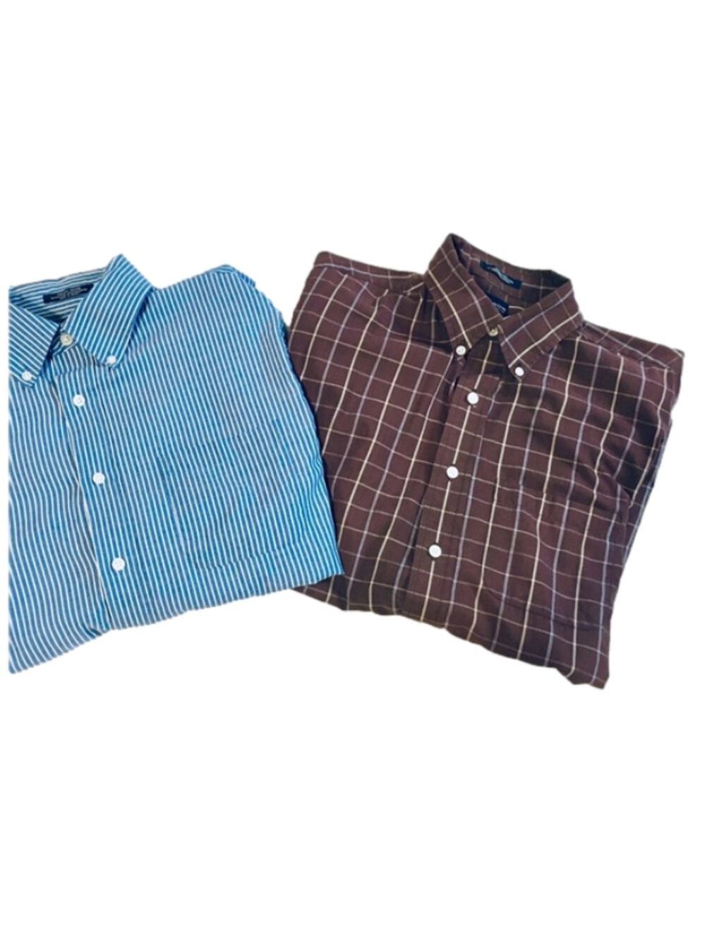 Arrow Men Brown and Blue Button Down Bundle M 15-15.5